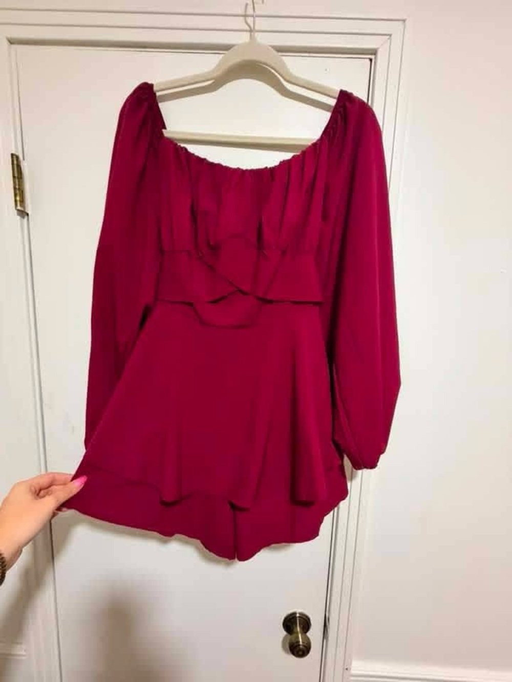 Women’s Off-Shoulder Ruffle Blouse - Magenta